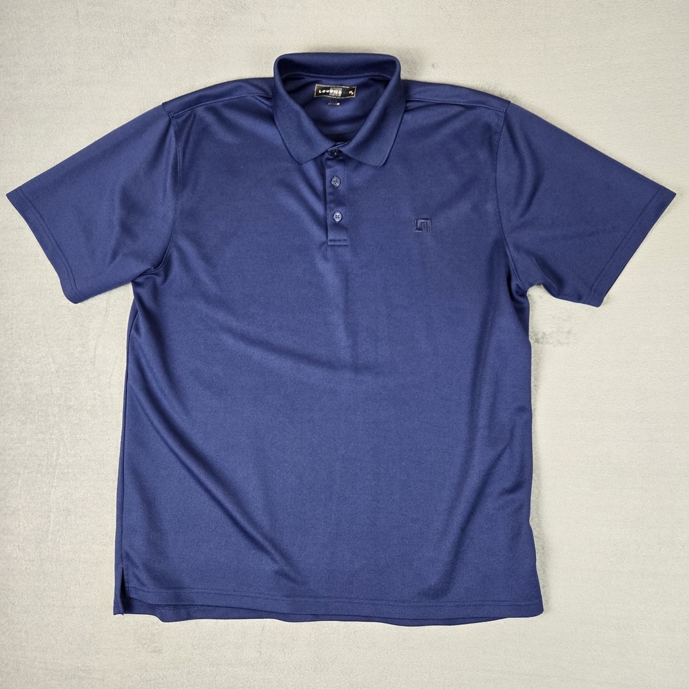 Loudmouth Polo Shirt Mens‎ XL Blue Short Sleeve Logo Embroidered Solid Golf